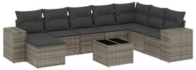 9 részes szürke polyrattan kerti ülőgarnitúra párnákkal