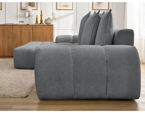 Sötétszürke zsenília kinyitható-tárolóhelyes sarokkanapé (bal oldali-heverő résszel) Everest – Bobochic Paris