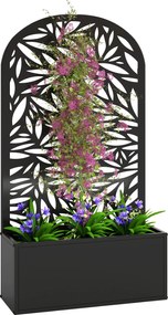 Outsunny emelt virágtartó levélmintás rácssal — fém virágláda 61 × 23 × 113 cm kertbe, erkélyre és teraszra | Aosom