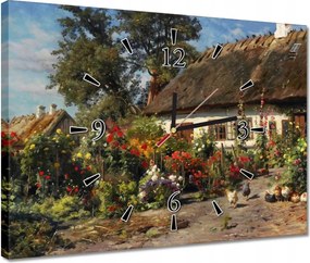 Falióra 40x30 Vidéki házikó virágokkal