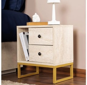 Éjjeliszekrény GLIMMER 50x45,2 cm bézs/arany