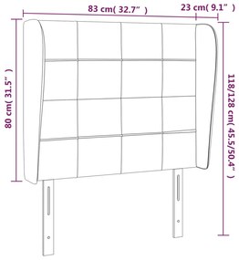 fekete bársony fejtámla szárnyakkal 83 x 23 x 118/128 cm