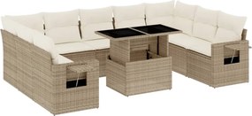 vidaXL 10 részes bézs polyrattan kerti ülőgarnitúra párnával