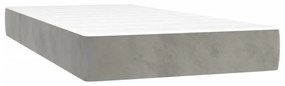 világosszürke bársony rugós és LED-es ágy matraccal 80 x 200 cm
