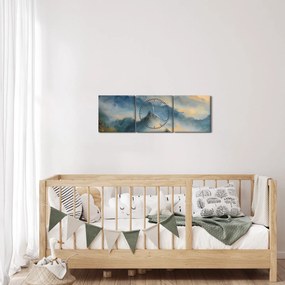 Kép - Festett hegyi táj (órával) (90x30 cm)