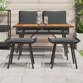 Kerti Zsámolyok 2 db Fekete 50x40x45 cm Polirattan
