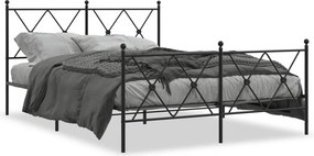 vidaXL fekete fém ágykeret fej- és lábtámlával 140 x 190 cm