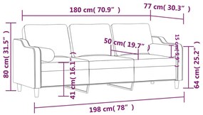 vidaXL 3 személyes sötétszürke szövet kanapé díszpárnákkal 180 cm
