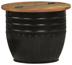 fekete tömör újrahasznosított fa dohányzóasztal 50 x 39,5 cm