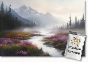 Fotótapéta Flizelina Tájkép Hegyek Erdő Folyó Köd Láp 400x280 ragasztó