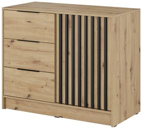 PM NELLY K2 komód - artisan tölgy / fekete