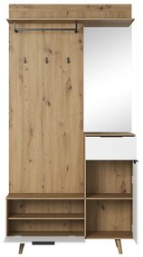 NORDIC A Előszobafal Artisan Tölgy / Fehér Színben