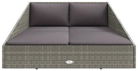 Szürke polyrattan kerti ágy 110x200 cm