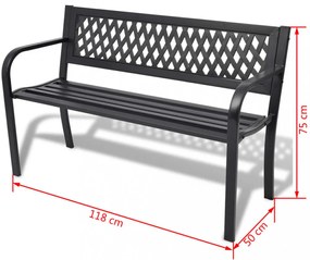 fekete acél kerti pad 118 cm