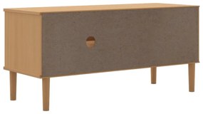 SENJA barna rattanhatású tömör fenyő tévészekrény 106x40x49 cm