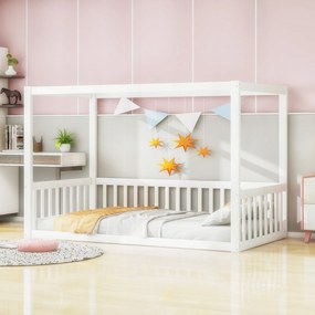 Gyerekágy Egyszemélyes ágy Baldachinos ágy 90 x 200 cm Fehér