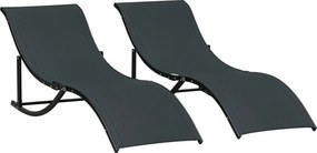 Outsunny 2 darab Ergonomikus Összecsukható Alumínium Napozóágy Textiline Anyaggal Medencéhez, Teraszra, Kertbe 165x61x63 cm Fekete | Aosom