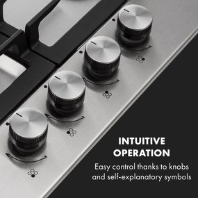 Klarstein Ignito 4, gázfőzőlap, 4 Sabaf égő, rozsdamentes acél, ezüst