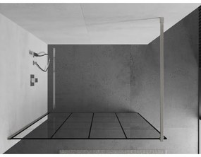 Mexen Kioto, Walk-In zuhanyparaván 130 x 200 cm, 8 mm átlátszó üveg fekete mintás, csiszolt acél profil, 800-130-101-97-77
