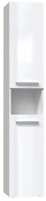 Thirassia Nel III fürdőszoba szekrény, 31x174x30 cm, fényes fehér