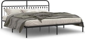 vidaXL fekete fém ágykeret fejtámlával 200 x 200 cm