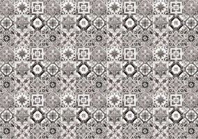 Fotótapéta Geometrikus csempe fekete-fehér szimmetria minta 208x146 +ragasztó