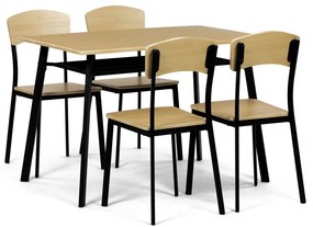 Étkezőgarnitúra Industrial 4 székkel, 110 x 70 x76 cm, barna