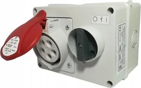 Zárható aljzat kapcsolóval 400 V, Ip 44, 16 A, 5 pólusú