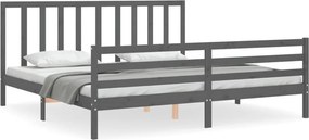 vidaXL szürke tömör fa ágykeret fejtámlával 200 x 200 cm