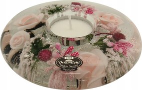 Gyönyörű üveg Ufo gyertyatartó virágokkal díszítve