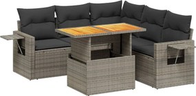 vidaXL 6 részes szürke polyrattan kerti ülőgarnitúra párnákkal
