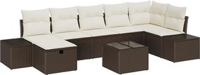 vidaXL Kerti Kanapé Szett párnával 8 pcs Barna polirattan