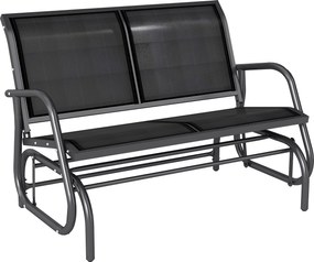 Outsunny 2 személyes hintaszék kertibútor, 200 kg teherbíró képességgel, 120 x 70 x 85 cm, fekete | Aosom