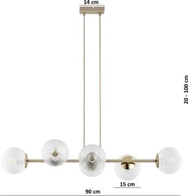 Brilagi - STELLA kábelcsillár 6xE27/60W/230V bézs/arany