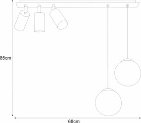 Fekete Színű Mennyezeti Lámpa KAJA K-4138 ALBIO 3+2xGU10 + E14 10W IP20