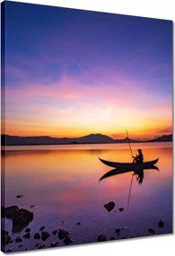 Vászonkép 40x50 Esti horgászat naplementekor