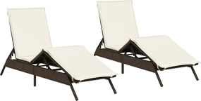 vidaXL 2 db barna polyrattan napozóágy párnával