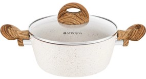 Ambition Nature Lábas fedővel, kő hatású bevonat, 20 cm, 2,2 L, alumínium, bézs