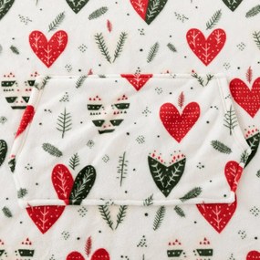 báránybunda hatású kapucnis, ujjas pléd WINTER HEARTS, színes kivitel