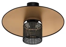 Duolla - Felületre szerelhető csillár TOKYO RATTAN 1xE27/15W/230V átm. 50 cm arany/fekete