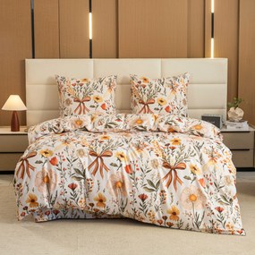 Mikroszálas ágyneműhuzat FLORAL RIBBON krémszínű Ágyneműhuzat mérete: 2 db 70 x 90 cm | 200 x 220 cm