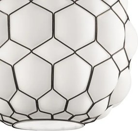 SIRU - Csillár zsinóron GALAPAGOS 1xE27/60W/230V fekete/fehér Velencei üveg