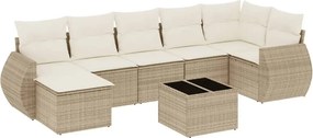 vidaXL 8 részes bézs polyrattan kerti ülőgarnitúra párnával