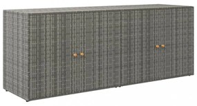 szürke polyrattan kerti tárolószekrény 198 x 55,5 x 80 cm