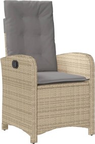 vidaXL vegyes bézs polyrattan dönthető kerti szék párnákkal