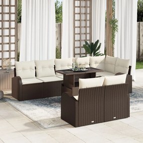Kerti Kanapé Szett tárolóval 9 pcs Barna Poli rattan