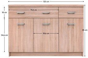Komód Topta Typ 23 3D2S (szonoma tölgy). 1075494