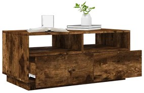 Füstös tölgy színű dohányzóasztal LED-lámpákkal 90x49x40 cm