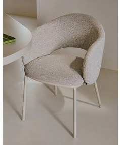 Elefántcsont színű kárpitozott étkezőfotel Maina – Kave Home