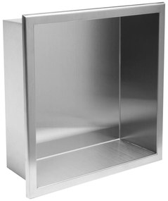Süllyesztett fürdőszobai polc 30x30 szálcsiszolt acél